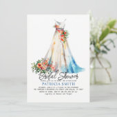 Wasserfarben Brautdusche Braun Braun Einladung (Stehend Vorderseite)