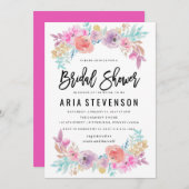 Wasserfarben Brautdusche Einladung (Vorne/Hinten)