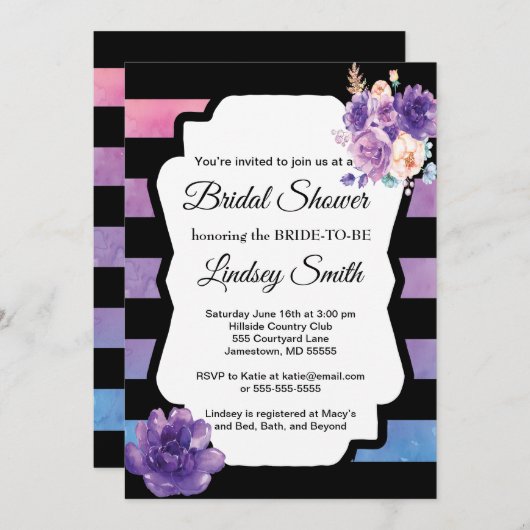 Wasserfarben Bridal Dusche Einladung (Vorne/Hinten)