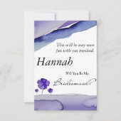 Wasserfarben Bridesmaid Einladung Periwinkle Viole (Vorderseite)