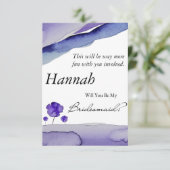 Wasserfarben Bridesmaid Einladung Periwinkle Viole (Stehend Vorderseite)