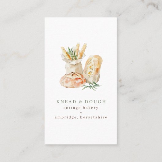 Wasserfarben-Brot-Cottage-Bäckerei Visitenkarte (Vorderseite)
