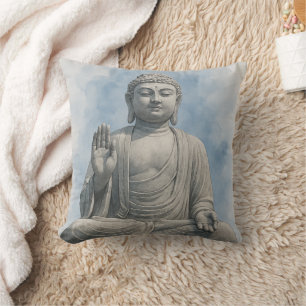 Wasserfarben-Buddha-Statue-Zen-Wurfkissen – Dekora Kissen