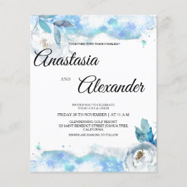 Wasserfarben Budget Hochzeitseinladung. Flyer