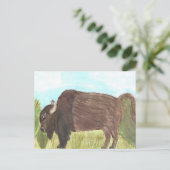 Wasserfarben Buffalo Postkarte | Natur | Einzigart (Stehend Vorderseite)