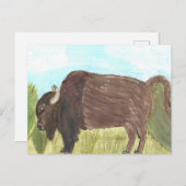 Wasserfarben Buffalo Postkarte | Natur | Einzigart (Vorne/Hinten)