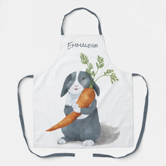 Wasserfarben Bunny Rabbit Mit Monogramm Schürze (Vorderseite)