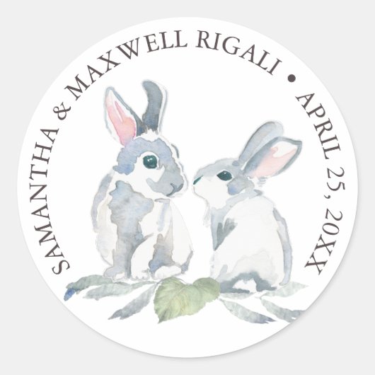 Wasserfarben Bunny Rabbits Gefallen Sticker (Vorderseite)