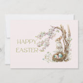 Wasserfarben Bunny Under Magnolia Tree Happy Oster Mitteilungskarte (Vorderseite)
