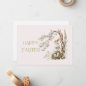 Wasserfarben Bunny Under Magnolia Tree Happy Oster Mitteilungskarte (Vorderseite/Rückseite Beispiel)