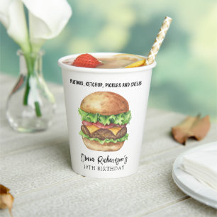 Wasserfarben-Burger-Party-Geburtstag Pappbecher