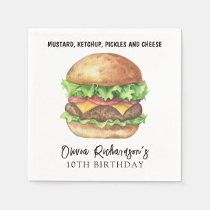 Wasserfarben-Burger-Party-Geburtstag Serviette