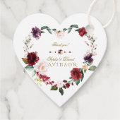 Wasserfarben-Burgund-Blush-Blume-Wreath-Hochzeit Geschenkanhänger (Rückseite)