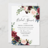 Wasserfarben Burgund & Blush Brautparty Einladung (Vorderseite)