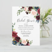 Wasserfarben Burgund & Blush Brautparty Einladung (Stehend Vorderseite)