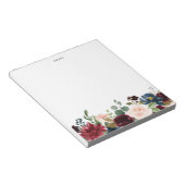 Wasserfarben Burgund und Blauer Blumen Garland Notizblock (angewinkelt)