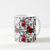 Wasserfarben Burgund Winter Blume Weihnachten Kaffeetasse (VorderseiteRechts)