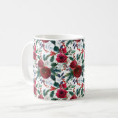 Wasserfarben Burgund Winter Blume Weihnachten Kaffeetasse (Vorderseite Links)