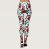 Wasserfarben Burgund Winter Blume Weihnachten Leggings (Rückseite)