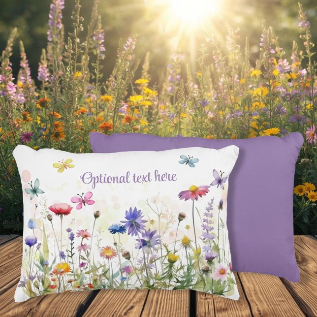 Wasserfarben-Butterfliegen-Wildblume - beide Buchs Dekokissen (Watercolor Butterflies wildflower text Accent Pillow)