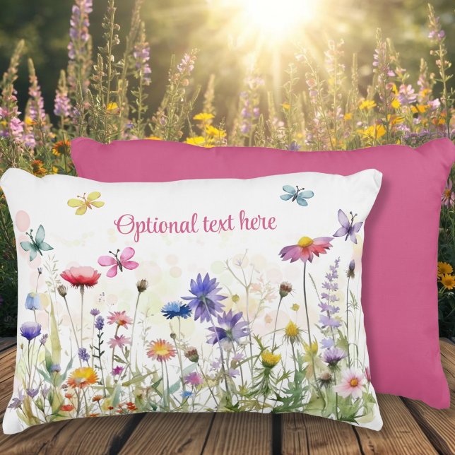 Wasserfarben-Butterfliegen-Wildblume - beide Buchs Dekokissen (Watercolor Butterflies wildflower custom text Accent Pillow)