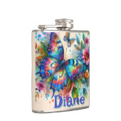 Wasserfarben Butterfly Blumengarten Personalisiert Flachmann (Rechts)