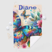 Wasserfarben Butterfly Blumengarten Personalisiert Golfhandtuch (Insitu)