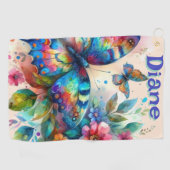 Wasserfarben Butterfly Blumengarten Personalisiert Golfhandtuch (Horizontal)