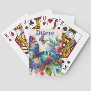 Wasserfarben Butterfly Blumengarten Personalisiert Spielkarten