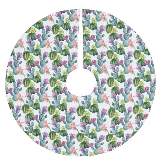 Wasserfarben Cacti Art Muster Polyester Weihnachtsbaumdecke (Vorderseite)