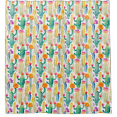 Wasserfarben Cactus Art Pattern Wüste Bunter Spaß Duschvorhang (Vorderseite)