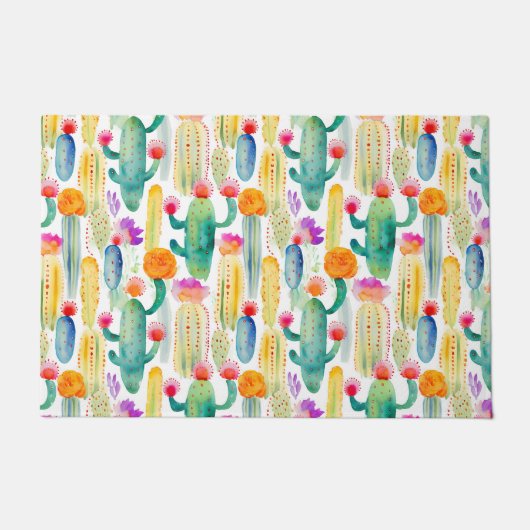 Wasserfarben Cactus Art Pattern Wüste Bunter Spaß Fußmatte (Vorderseite)