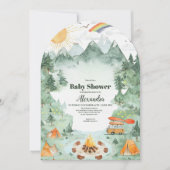 Wasserfarben Camping Babydusche Einladung (Vorderseite)