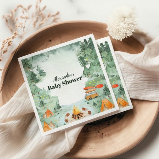 Wasserfarben Camping Babydusche Serviette