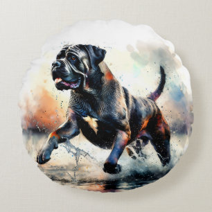 Wasserfarben Cane Corso Hund Rundes Kissen
