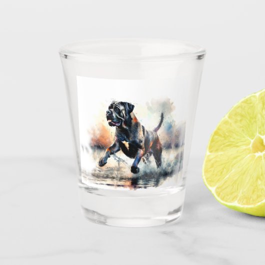 Wasserfarben Cane Corso Hund Schnapsglas (Vorderseite)