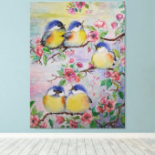 Wasserfarben Canvas drucken Schöne Sparrows Leinwanddruck (Insitu (Holzboden))