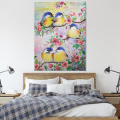 Wasserfarben Canvas drucken Schöne Sparrows Leinwanddruck (Insitu (Schlafzimmer))
