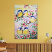 Wasserfarben Canvas drucken Schöne Sparrows Leinwanddruck (Insitu (Wohnzimmer))