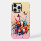 Wasserfarben Cello und Blumen Persönlich iPhone Hülle (Rückseite)