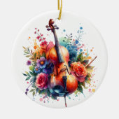Wasserfarben Cello und Blumen Persönlich Keramik Ornament (Vorne)