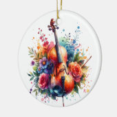 Wasserfarben Cello und Blumen Persönlich Keramik Ornament (Links)