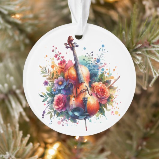 Wasserfarben Cello und Blumen Persönlich Ornament (Baum)