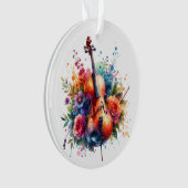 Wasserfarben Cello und Blumen Persönlich Ornament (Vorderseite)