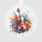 Wasserfarben Cello und Blumen Persönlich Ornament (Vorderseite)