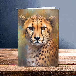 Wasserfarben Cheetah im Wilden Safari Portrait Karte