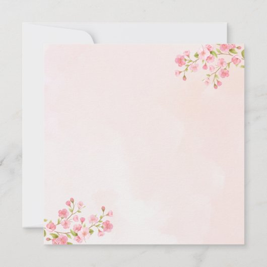 Wasserfarben Cherry Blossom Frühjahrsgipfel Hochze Einladung (Rückseite)