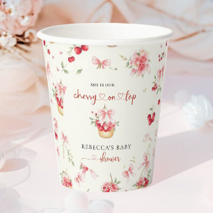 Wasserfarben Cherry Floral Baby Dusche   Rosa Part Pappbecher
