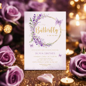 Wasserfarben-Chic Lila Butterfly Baby Dusche Einladung