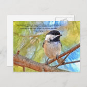 Wasserfarben-Chickadee mit Bibelverse Postkarte (Vorne/Hinten)